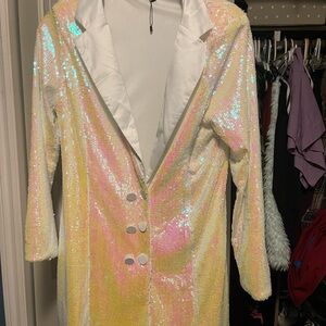 Boohoo Elegant White Blazer dress sequin